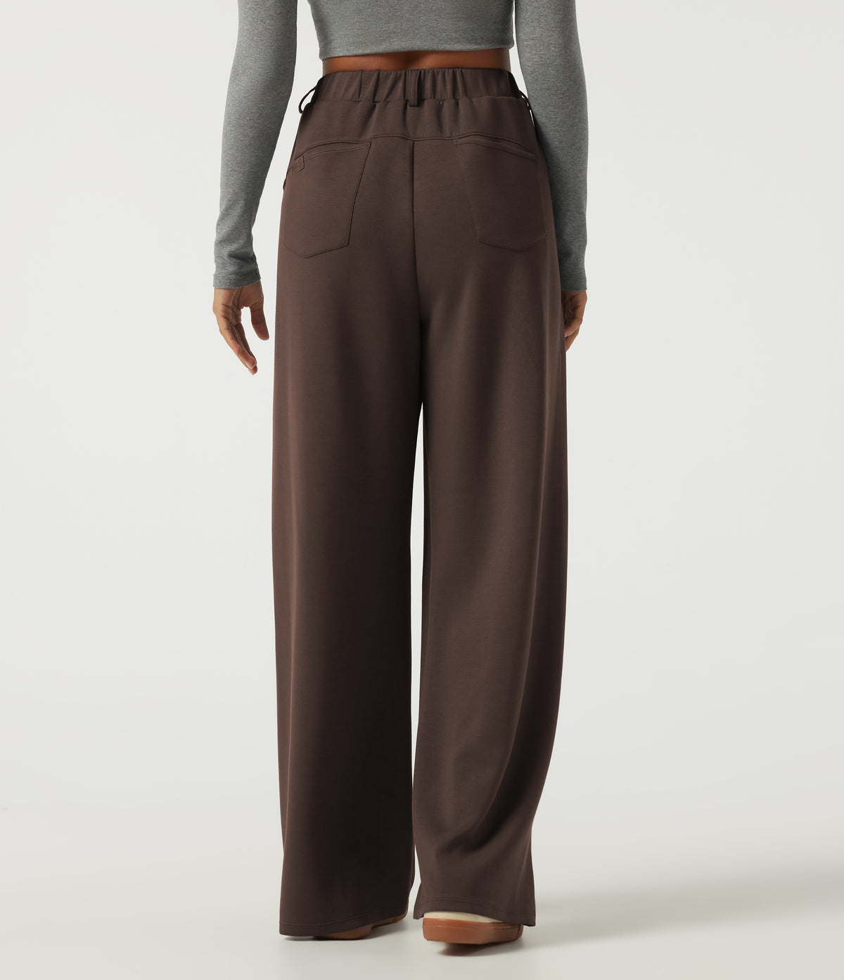 Mid Rise Barrel Leg Casual Sweatpants with Pockets — Fresh Bark — view 2
