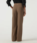 High Waisted Straight Leg Work Trousers with Pockets — Sepia — view 2