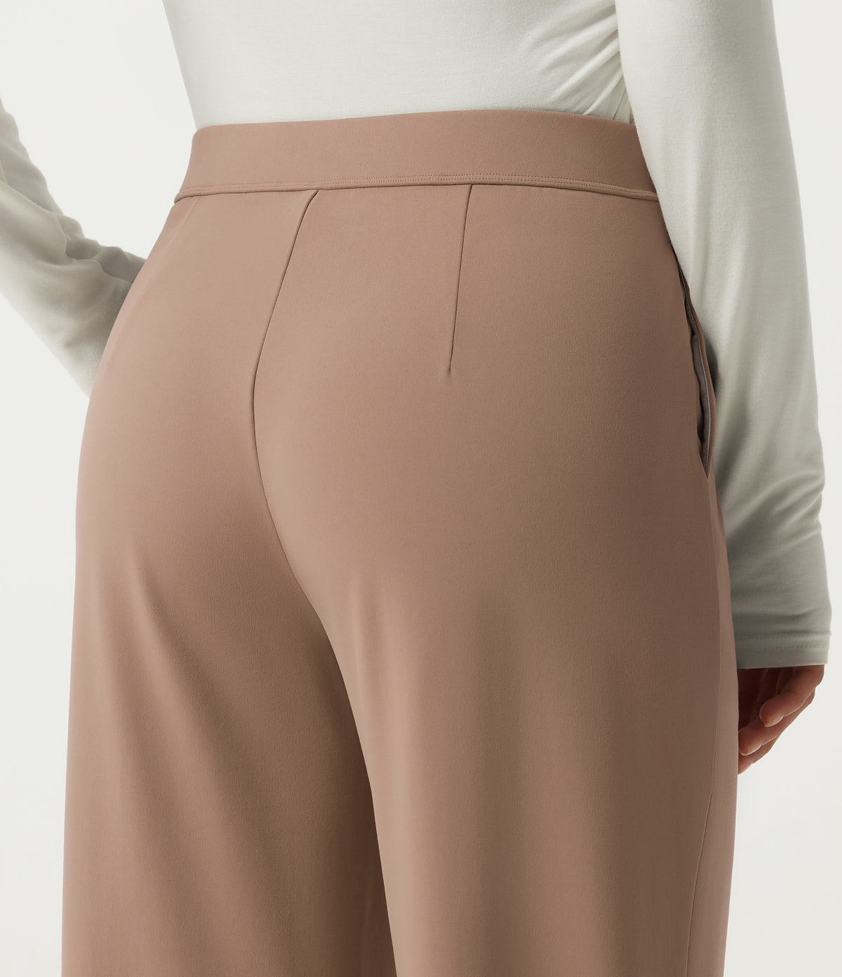 Mid Rise Wide Leg Work Trousers with Pockets — Burro — view 5
