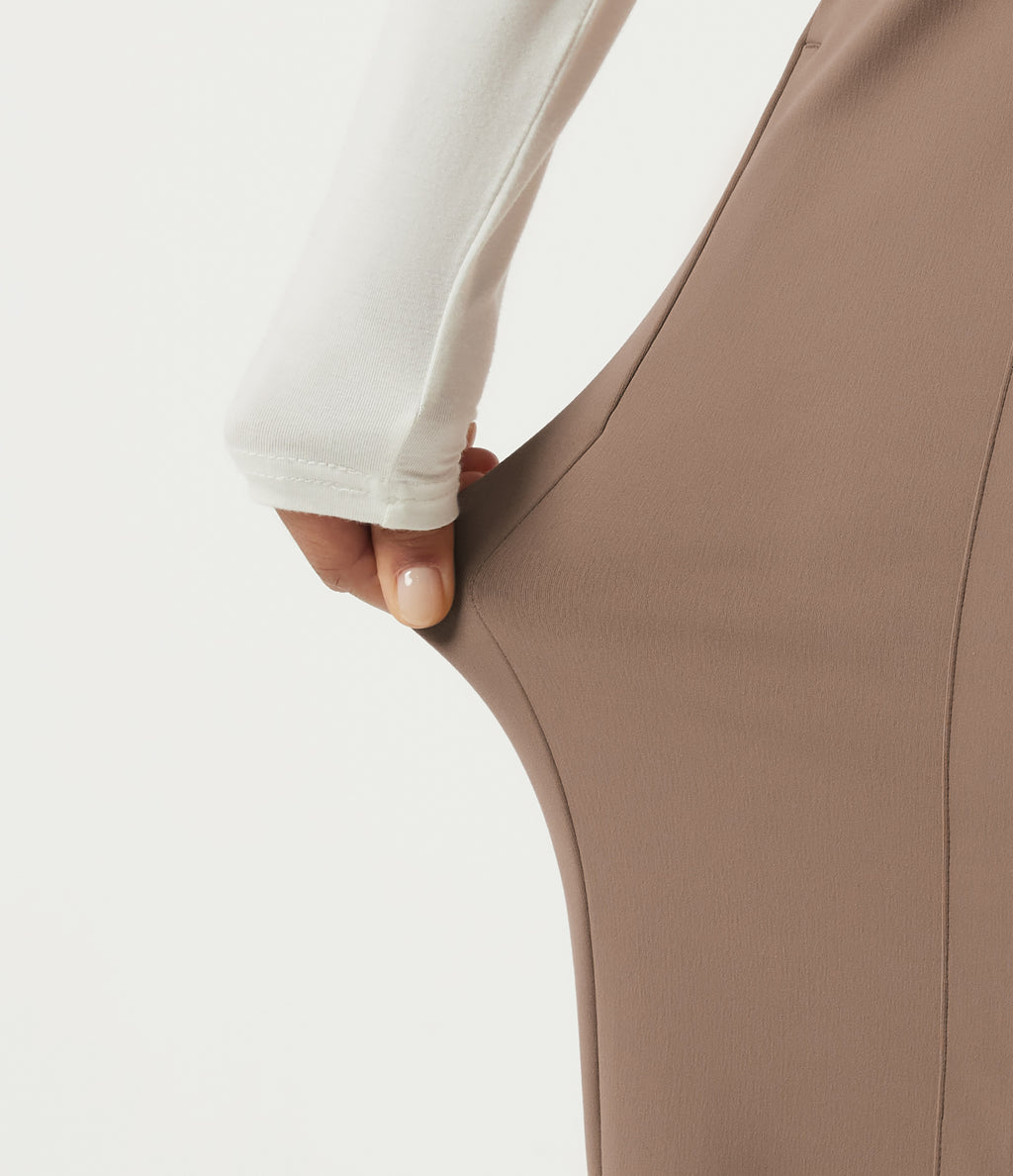 Mid Rise Wide Leg Work Trousers with Pockets — Burro — view 6