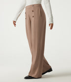 Mid Rise Wide Leg Work Trousers with Pockets — Burro — view 3