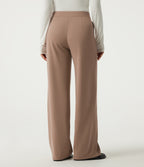 Mid Rise Wide Leg Work Trousers with Pockets — Burro — view 2
