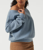 Boat Neck Batwing Long Sleeve Casual Sweatshirt — Rainlane Stripe — view 5
