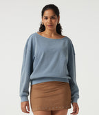 Boat Neck Batwing Long Sleeve Casual Sweatshirt — Rainlane Stripe — view 4