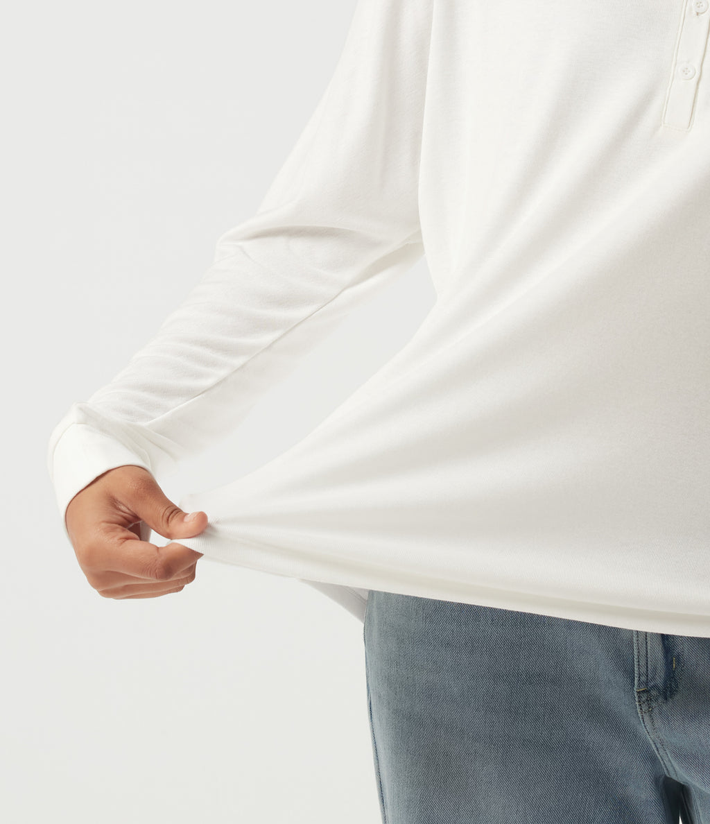 Sweetheart Neck Long Sleeve Casual Top — White — view 7