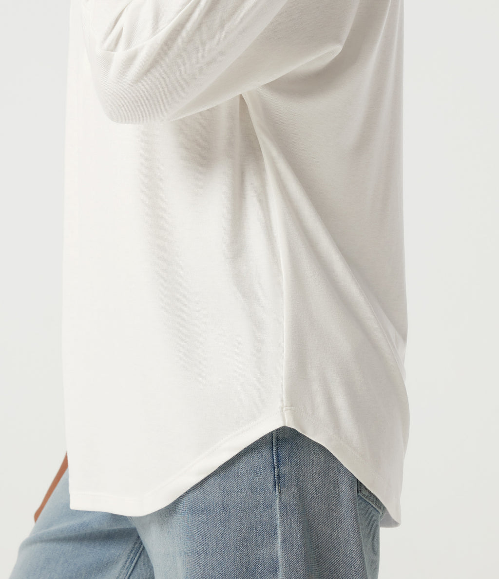 Sweetheart Neck Long Sleeve Casual Top — White — view 6