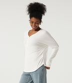 Sweetheart Neck Long Sleeve Casual Top — White — view 3