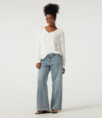 Sweetheart Neck Long Sleeve Casual Top — White — view 8