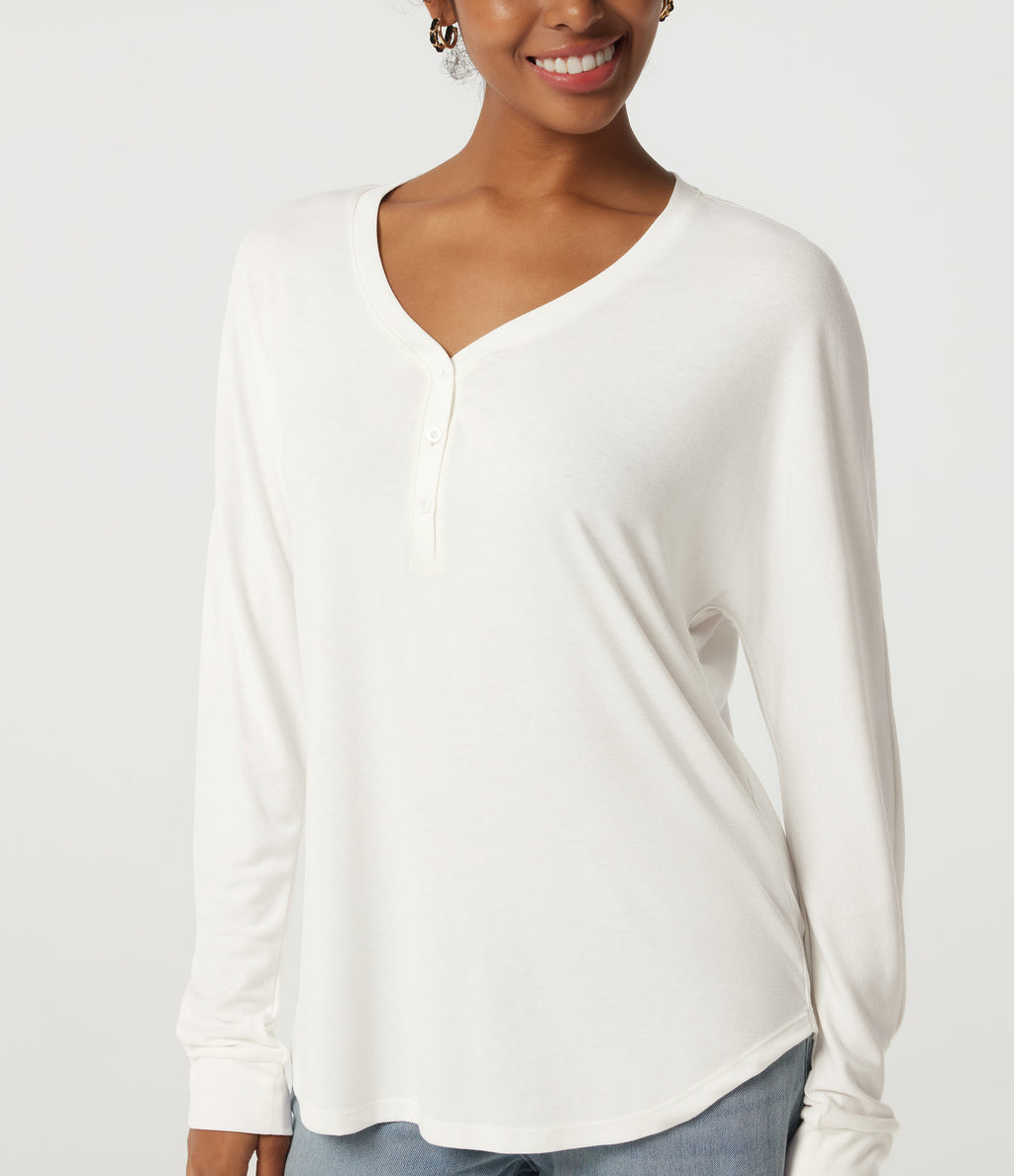 Sweetheart Neck Long Sleeve Casual Top — White — view 5