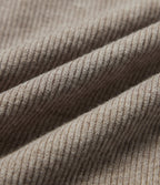 Ribbed High Waisted Crossover Wide Leg Casual Trousers with Pockets — Taupe Stripe — view 7