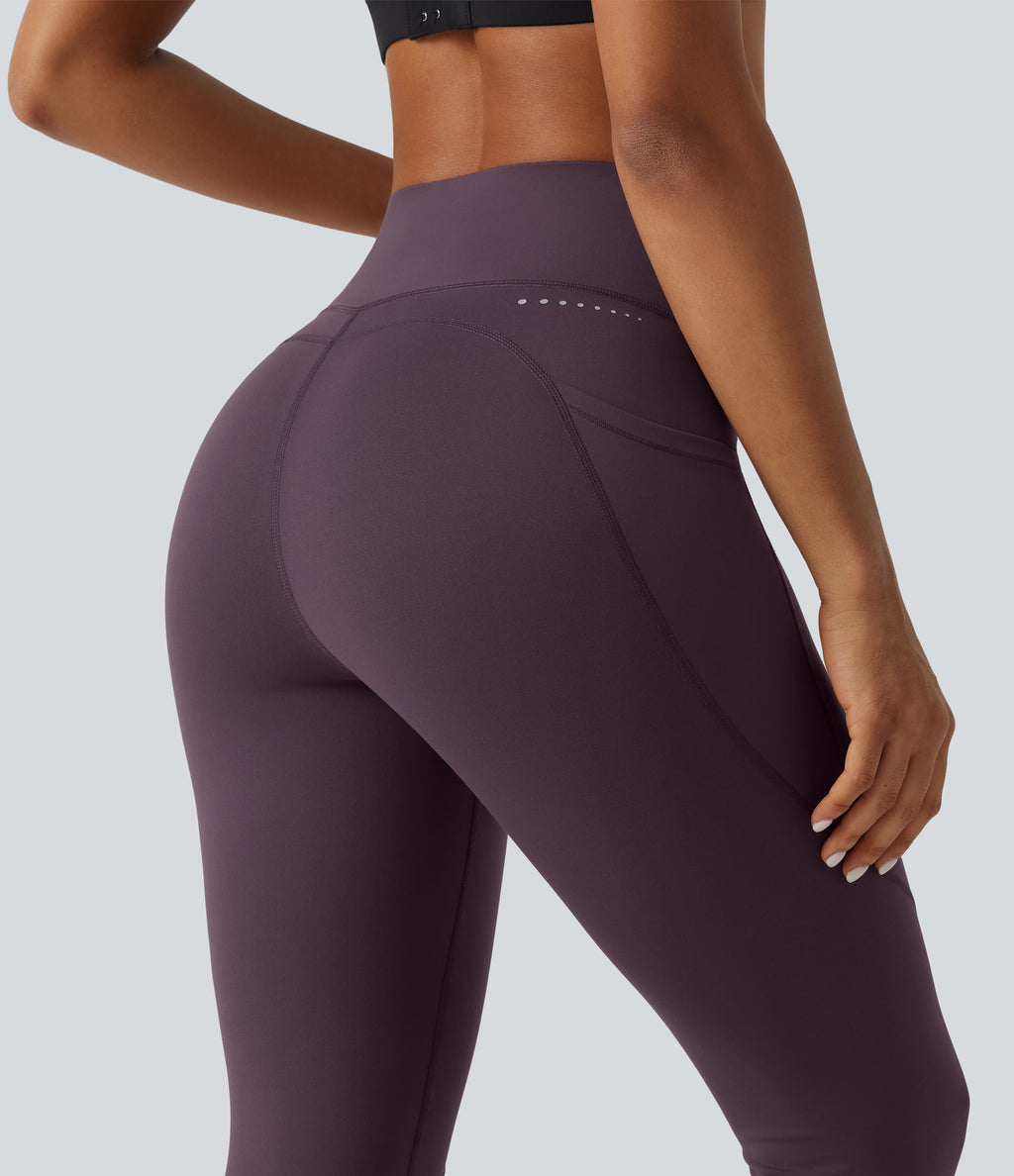 Speedwave High Waisted Tummy Control Skinny Reflective Dots Training & Running Leggings with Pockets — Dusky Evening purple — view 5