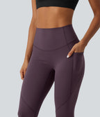 Speedwave High Waisted Tummy Control Skinny Reflective Dots Training & Running Leggings with Pockets — Dusky Evening purple — view 4