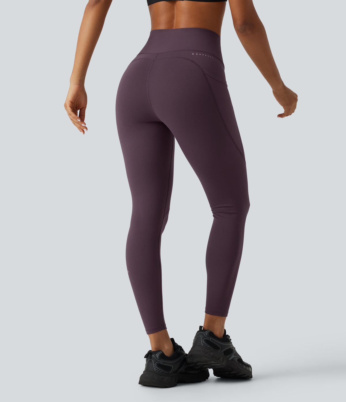 Speedwave High Waisted Tummy Control Skinny Reflective Dots Training & Running Leggings with Pockets — Dusky Evening purple — view 2