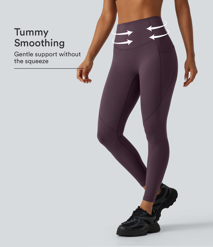 Speedwave High Waisted Tummy Control Skinny Reflective Dots Training & Running Leggings with Pockets — Dusky Evening purple — view 1