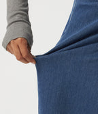 High Waisted Pleated Pencil Denim Casual Cotton Midi Skirt — Tide Blue Denim — view 7
