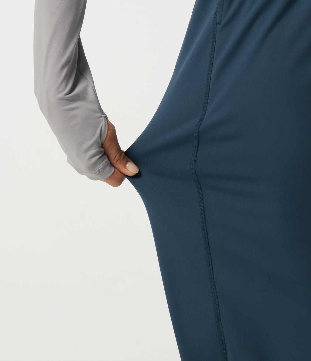 Airy High Waisted Drawstring Ruched Yoga Joggers with Pockets — Majolica Blue — view 7