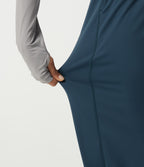 Airy High Waisted Drawstring Ruched Yoga Joggers with Pockets — Majolica Blue — view 7