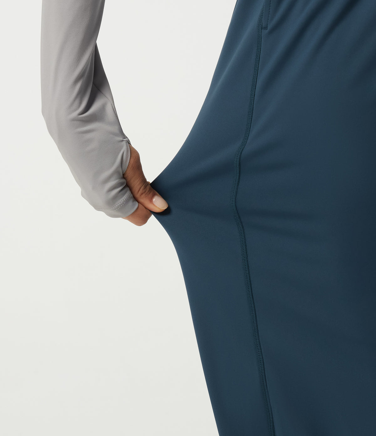 Airy High Waisted Drawstring Ruched Yoga Joggers with Pockets — Majolica Blue — view 7