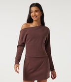 One Shoulder Long Sleeve Casual Sweatshirt — Fudgesickle — view 1
