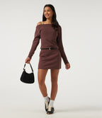 One Shoulder Long Sleeve Casual Sweatshirt — Fudgesickle — view 4