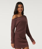 One Shoulder Long Sleeve Casual Sweatshirt — Fudgesickle — view 3