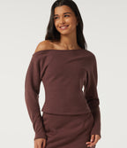 One Shoulder Long Sleeve Casual Sweatshirt — Fudgesickle — view 5