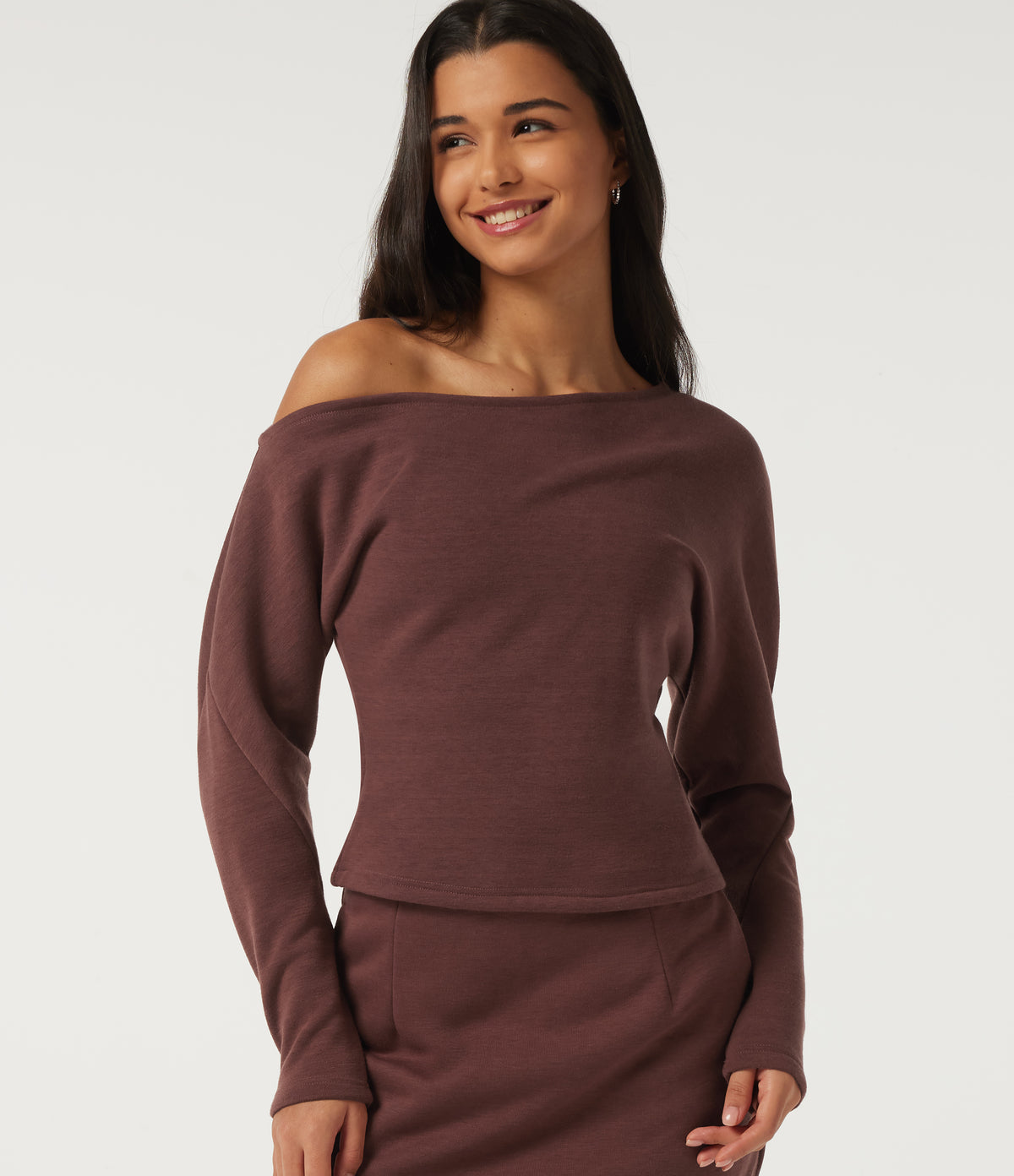 One Shoulder Long Sleeve Casual Sweatshirt — Fudgesickle — view 5