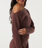 One Shoulder Long Sleeve Casual Sweatshirt — Fudgesickle — view 6