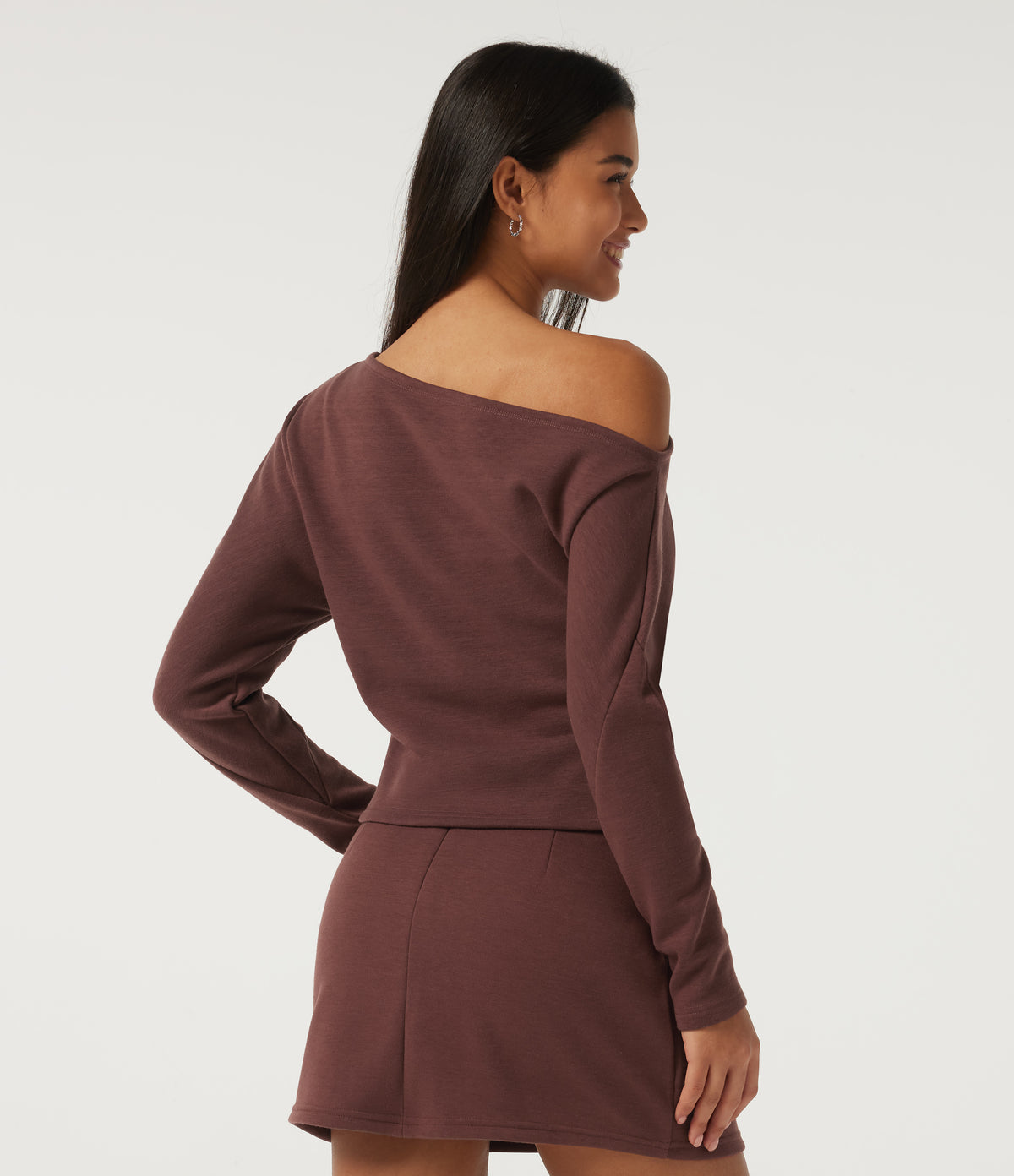 One Shoulder Long Sleeve Casual Sweatshirt — Fudgesickle — view 2