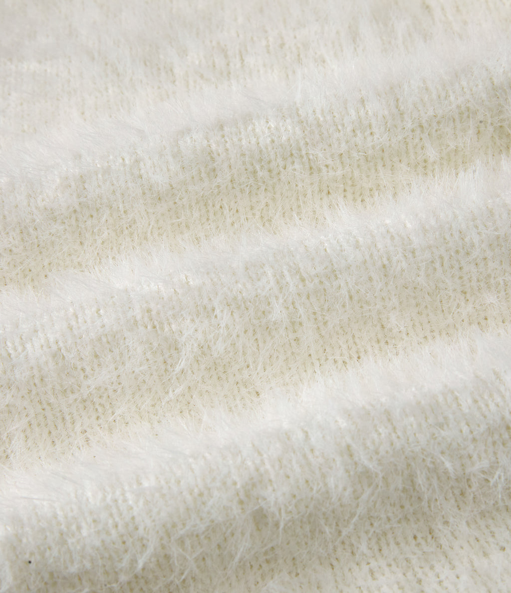 Off Shoulder Bishop Long Sleeve Casual Sweater — White — view 7
