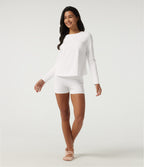 Airy Round Neck Long Sleeve Mesh Back Yoga Sports Top — White — view 8