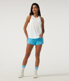 Reflective Round Neck Racerback Contrast Mesh Running Tank Top — White — view 8