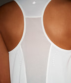 Reflective Round Neck Racerback Contrast Mesh Running Tank Top — White — view 7