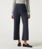 High Waisted Straight Leg Pintuck Work Trousers with Pockets — Dress Blues — view 1