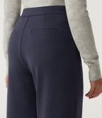 High Waisted Straight Leg Pintuck Work Trousers with Pockets — Dress Blues — view 5