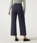 High Waisted Straight Leg Pintuck Work Trousers with Pockets — Dress Blues — view 2
