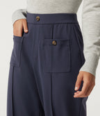 High Waisted Straight Leg Pintuck Work Trousers with Pockets — Dress Blues — view 4