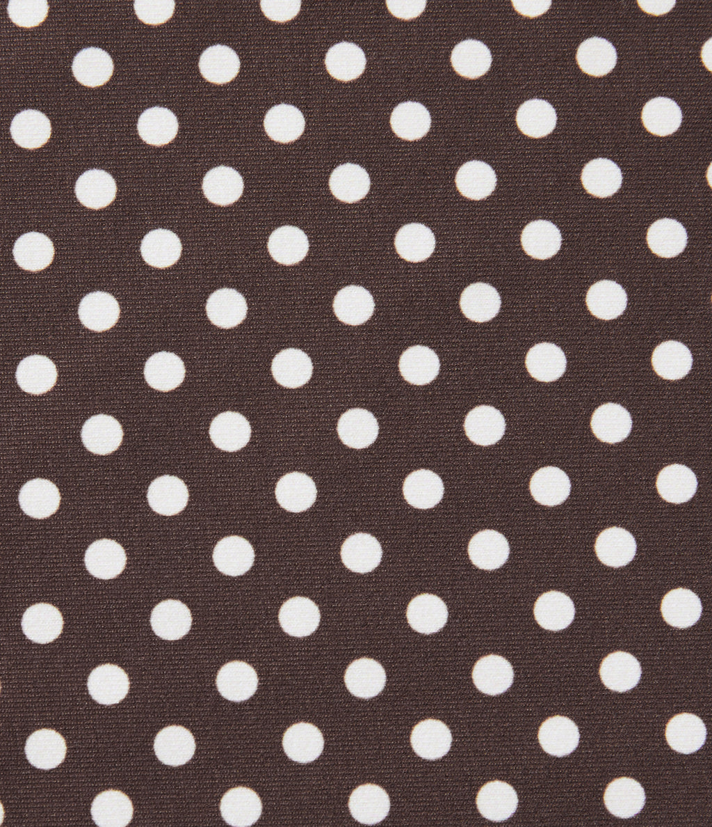 Square Neck Polka Dot Long Sleeve Built-In Bra A-Line Milkmaid Midi Resort Dress — Bistre Dot — view 7