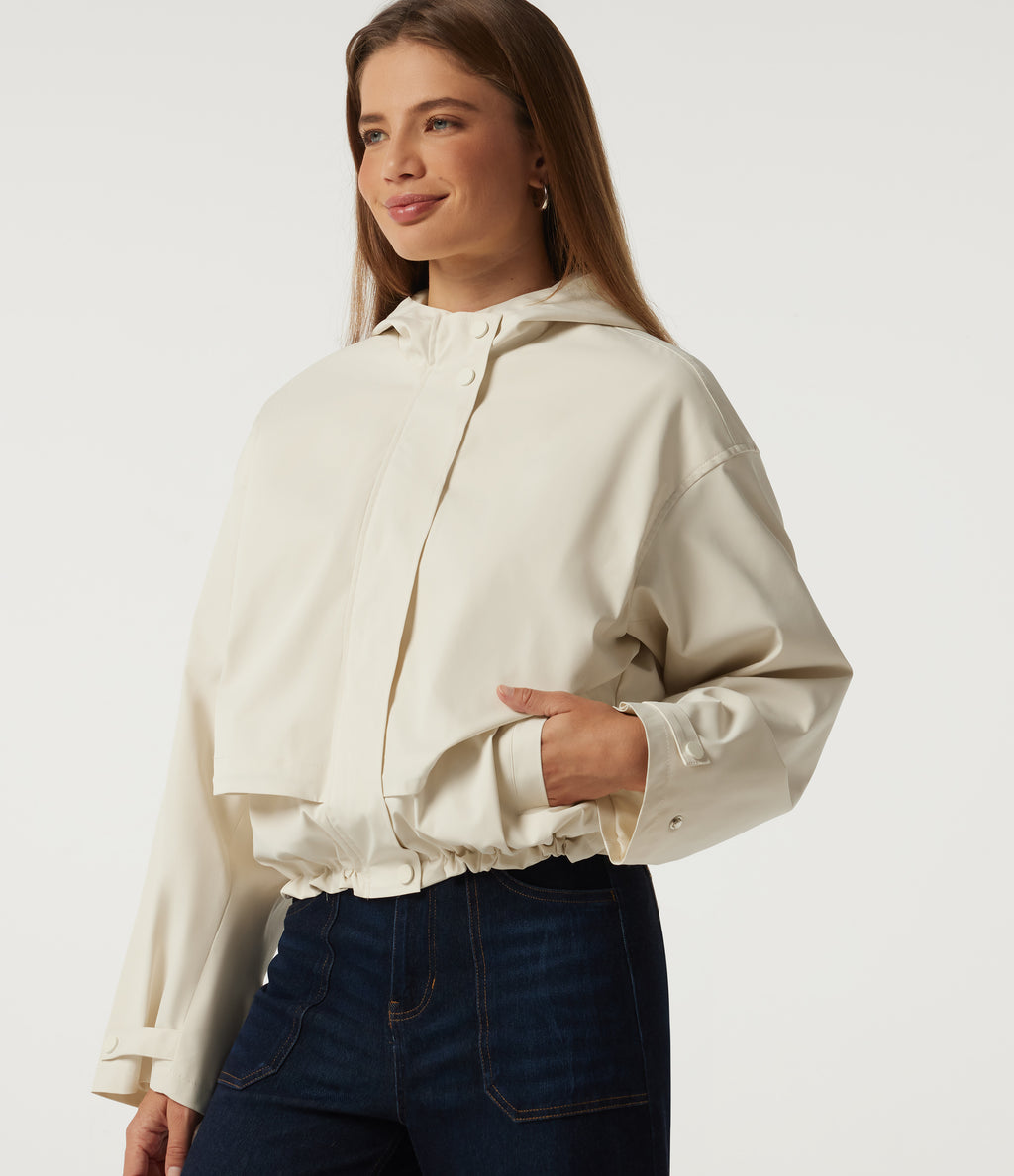 Hooded Long Sleeve Casual Jacket with Pockets — Pillowtalk - Light Beige — view 1