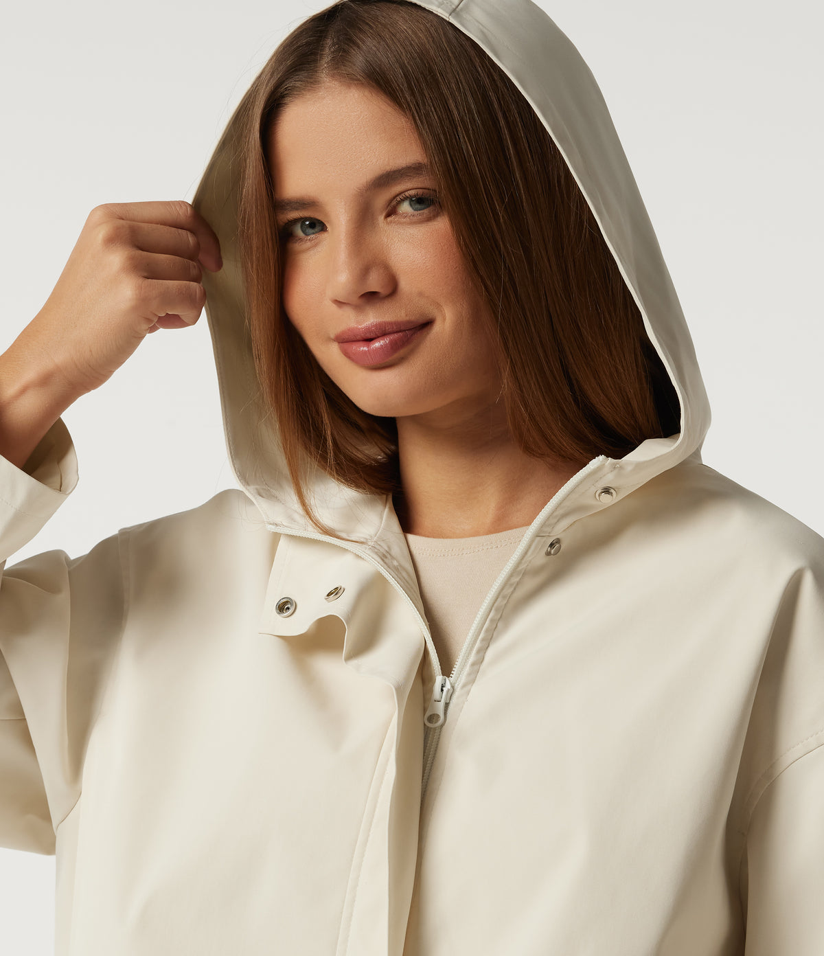 Hooded Long Sleeve Casual Jacket with Pockets — Pillowtalk - Light Beige — view 6