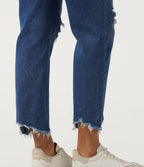 High Waisted Tapered Casual Jeans with Pockets — Tide Blue Denim — view 7