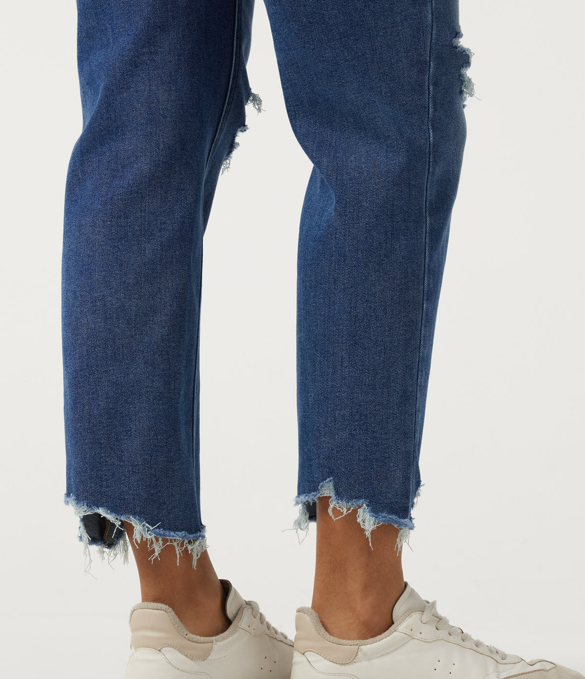 High Waisted Tapered Casual Jeans with Pockets — Tide Blue Denim — view 7