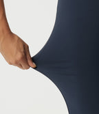 High Waisted Flare Work Trousers with Pockets — Midnight Blue — view 6