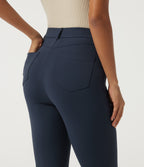 High Waisted Flare Work Trousers with Pockets — Midnight Blue — view 5