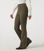 High Waisted Bootcut Work Cotton Pant with Pockets — Withered Green — view 1