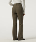 High Waisted Bootcut Work Cotton Pant with Pockets — Withered Green — view 2