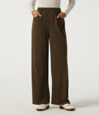 High Waisted Straight Leg Corduroy Casual Trousers with Pockets — Carafe — view 1