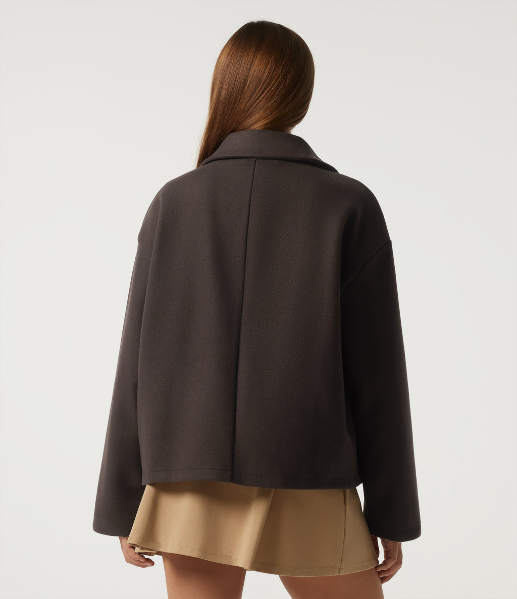 Collared Long Sleeve Casual Coat with Pockets — Mole' — view 2