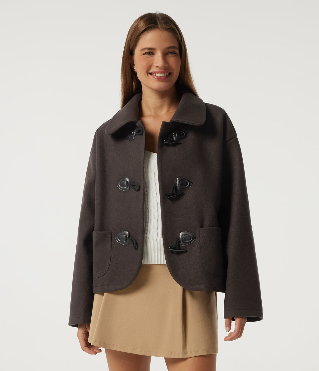 Collared Long Sleeve Casual Coat with Pockets — Mole' — view 4