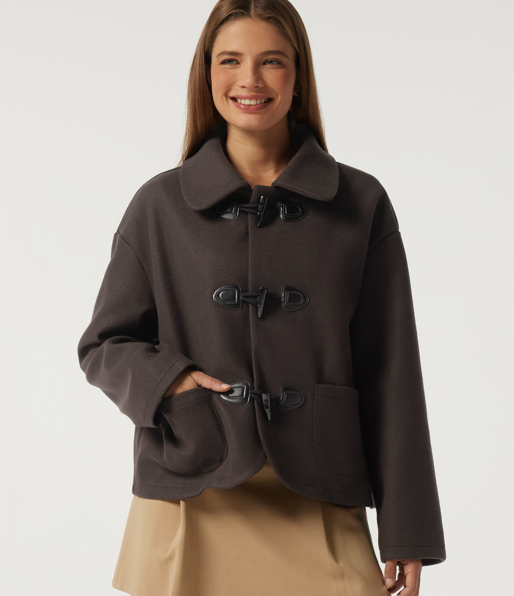 Collared Long Sleeve Casual Coat with Pockets — Mole' — view 1